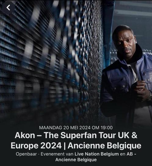 2 vip kaartjes Akon Brussel 20mei, Tickets en Kaartjes, Evenementen en Festivals