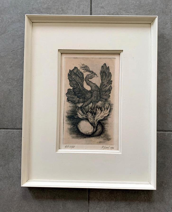 Genummerd monochrome ets litho Fred Koot 1953, Antiquités & Art, Art | Eaux-fortes & Gravures, Envoi