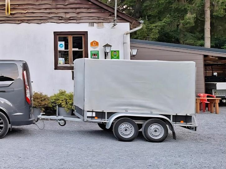 Aanhangwagen met huif te huur 750kg, Autos : Divers, Remorques, Comme neuf, Enlèvement