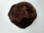 bruine muts met echte pels, -, Ophalen of Verzenden, Gedragen, Muts