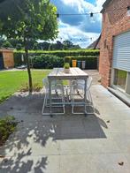 Zelfgemaakte bartafel plus 6 barkrukken., Tuin en Terras, Tuintafels, Ophalen, Gebruikt, Rechthoekig, Hout