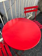 Te koop plooibare rode bistro tafel, Tuin en Terras, Ophalen, Gebruikt