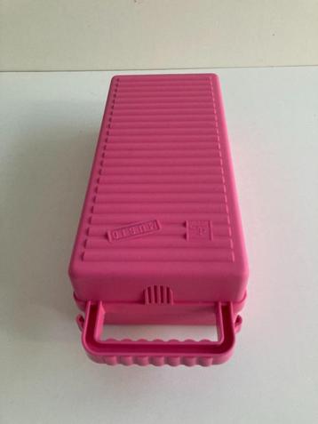 Boîte de rangement rose vintage pour 12 cassettes de musique, Enlèvement ou Envoi, Utilisé, Accessoires, Avec boîte de rangement, étagère ou coffret