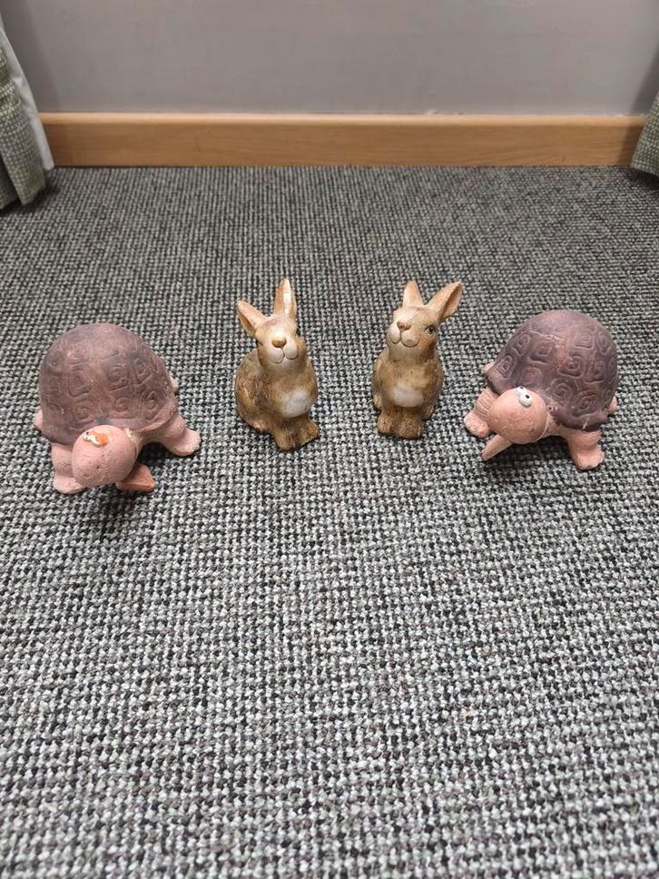 Figurines tortues et lapins en céramique – lot déco, Verzamelen, Dierenverzamelingen, Ophalen