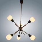 Vintage Sputnik hangkroonluchter in Opalin-glas uit de jaren, Huis en Inrichting, Lampen | Plafondlampen, Ophalen, Glas