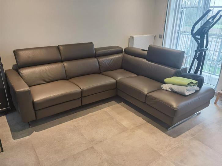 Hoogkwalitatief leren hoeksalon van Italiaans merk Altoni, Huis en Inrichting, Zetels | Complete zithoeken, Gebruikt, Leer, Ophalen