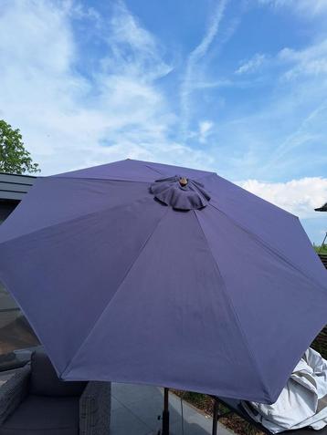 Blauwe kantelbare ronde parasol 2,8m diameter