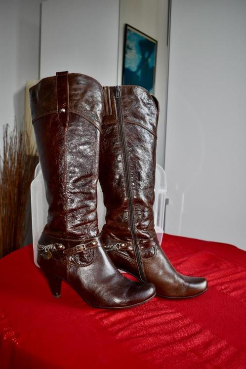 Corte Inglés - Lange Donkerbruin Leren Dameslaarzen - 40, Kleding | Dames, Schoenen, Gedragen, Hoge laarzen, Bruin, Ophalen of Verzenden