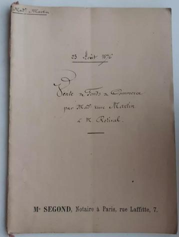 1876+Manuscript+Quai de la Rapées+Wood Merchant+Parijs beschikbaar voor biedingen