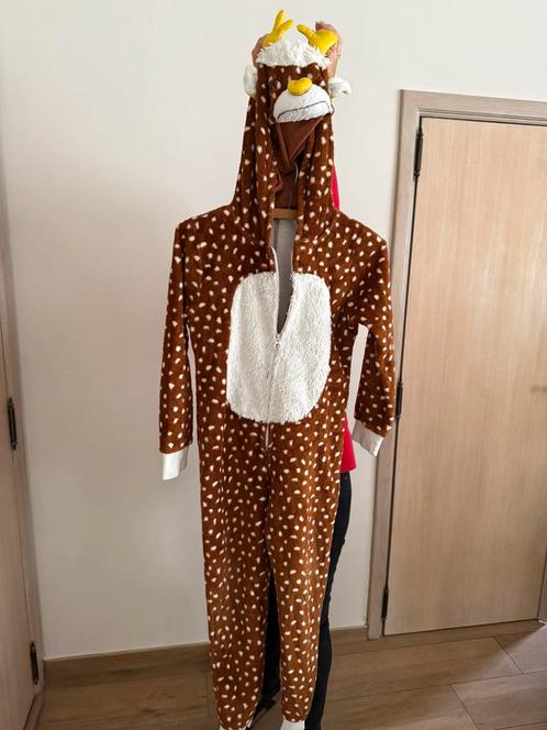 Onesie rendier (verkleed pak carnaval) Maat 140, Kinderen en Baby's, Carnavalskleding en Verkleedspullen, Gebruikt, Jongen, 134 t/m 140