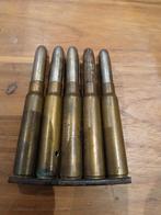 Belgische Mauser M1889 clip met 5 kogels - inert, Verzamelen, Ophalen of Verzenden