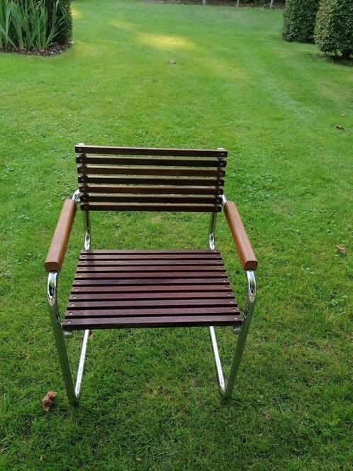 12x Design tuinstoelen – palissanderhout & metaal – stijlvol, Tuin en Terras, Tuinstoelen, Zo goed als nieuw, Hout, Ophalen
