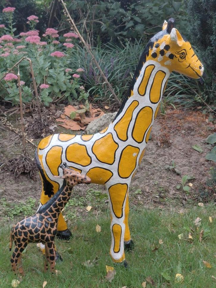 Vintage giraf papier-maché – handgemaakt vintage dierenbeeld, Antiek en Kunst, Curiosa en Brocante, Ophalen of Verzenden