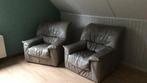 Donker grijs leder salon, 2-1 zit en 1- 2 zit, en salontafel, Huis en Inrichting, Ophalen, Gebruikt, Leer, Tijdloos