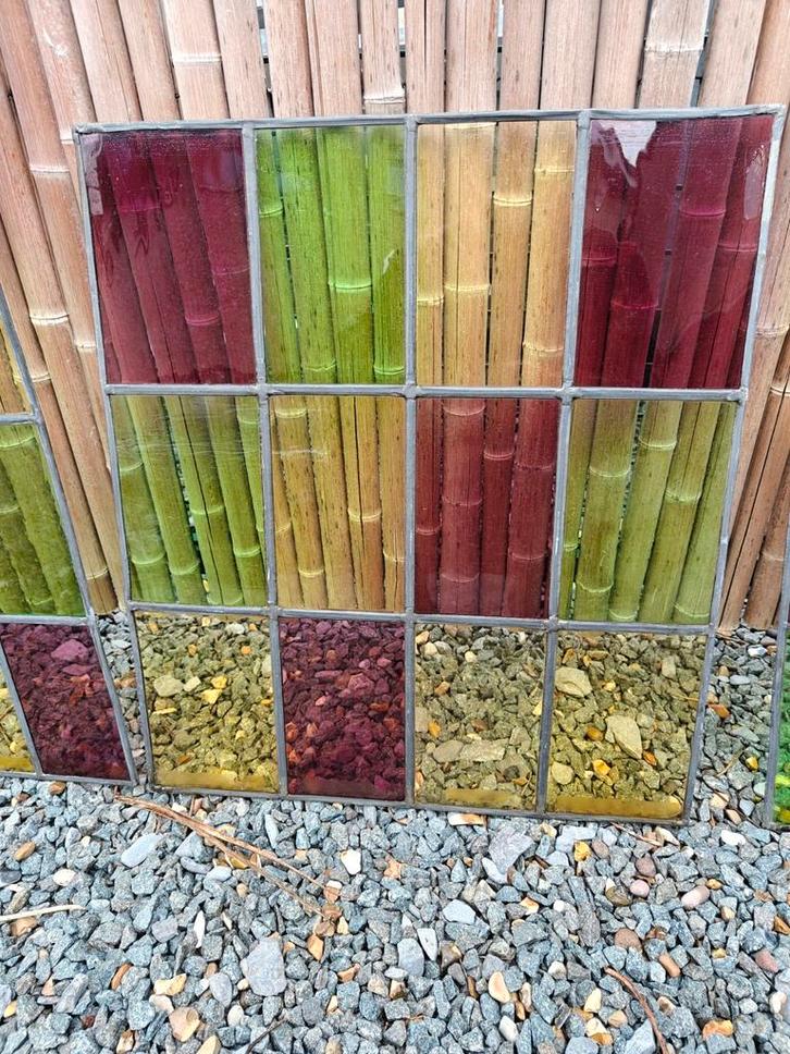 Authentieke glas-in-lood panelen / kathedraalglas 1940 - 60, Doe-het-zelf en Bouw, Glas en Ramen, Ophalen