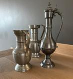 Driedelig set antieke tinnen kruiken- Etain/Pewter, Antiek en Kunst, Antiek | Tin, Ophalen of Verzenden