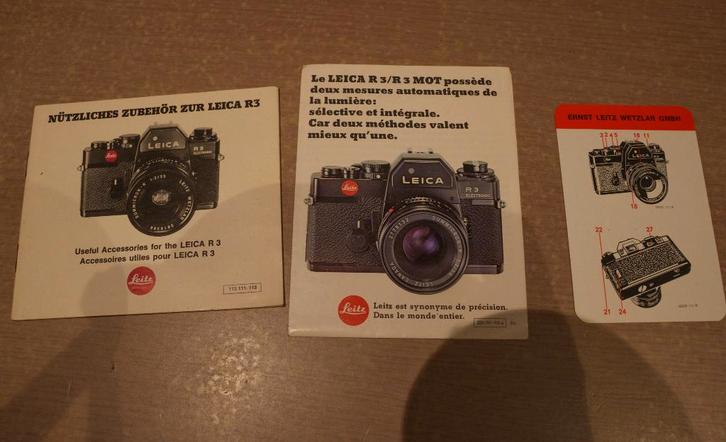 Leica, Leitz Document, information, instruction Leica R3, TV, Hi-fi & Vidéo, Appareils photo analogiques, Comme neuf, Reflex miroir