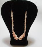 Ketting: KS002- STUKJES + ROSET -42 cm. Roze + 1x Wit, Nieuw, Roze, Steen of Mineraal, Verzenden