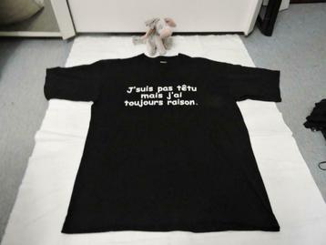 AMUSANT ! T-shirt original, noir avec texte NEUF beschikbaar voor biedingen