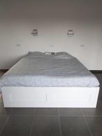 Tweepersoonsbed met laden, Huis en Inrichting, Slaapkamer | Bedden, Ophalen, Gebruikt, Wit, Tweepersoons