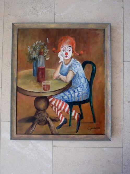 Clown en tête autour d'un verre - Wim Bartelts, Antiquités & Art, Art | Peinture | Classique, Enlèvement ou Envoi