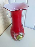 Glaspasta Zweeds Rode glazen vaas met bloem vintage, Ophalen