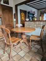 Massief eiken ronde tafel met 3 massief eiken stoelen, Enlèvement