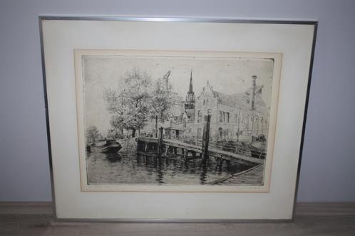 Ets Romain Malfliet ,gesigneerd nr 27 van 50 Veerdam Boom, Antiek en Kunst, Kunst | Etsen en Gravures, Ophalen of Verzenden