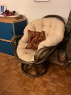Rotan stoel met beige kussen, Huis en Inrichting, Fauteuils, Ophalen, Gebruikt, Vintage, 75 tot 100 cm