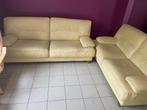 Gele leren banken, Ophalen, Gebruikt, Hout, Moderne