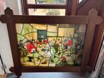 glas in lood in kader, naar breugel boerenbruiloft, Antiek en Kunst, Ophalen