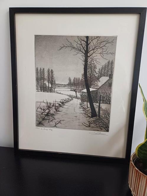 Ets Emiel De Cooman - De lange weg - 15/200, Antiek en Kunst, Kunst | Etsen en Gravures, Ophalen of Verzenden