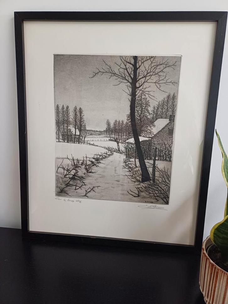 Ets Emiel De Cooman - De lange weg - 15/200, Antiek en Kunst, Kunst | Etsen en Gravures, Ophalen of Verzenden