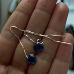 Oorbellen met echte saffier 925 zilver, Handtassen en Accessoires, Oorbellen, Hangers, Blauw, Nieuw, Ophalen of Verzenden