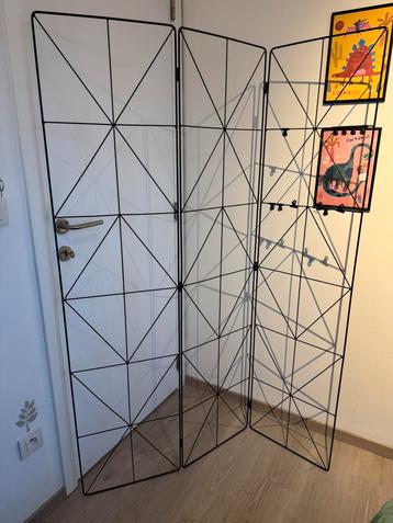 Wandrek drieluik zwart metaal, Huis en Inrichting, Woonaccessoires | Kamerschermen, Ophalen, Zo goed als nieuw