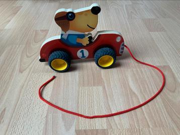 Houten trekspeeltje - Kleine pilotenhond (Djeco) beschikbaar voor biedingen