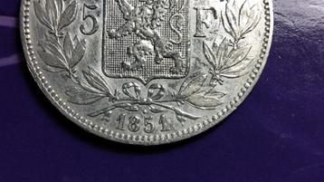 België 5 frank zilver Leopold I 1851 - met punt  beschikbaar voor biedingen