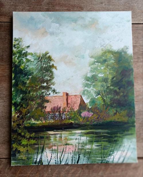Het Meertje bij de Hoeve, Antiek en Kunst, Kunst | Schilderijen | Klassiek, Ophalen of Verzenden