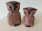 2 hiboux en céramique H 15 cm et 12 cm fabriqués à la main, Antiquités & Art, Keramiek, Enlèvement ou Envoi