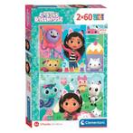 Gabby's Poppenhuis 2 in 1 Puzzel 2 x 60 stukjes - Clementoni, Nieuw, 4 tot 6 jaar, Meer dan 50 stukjes, Ophalen of Verzenden