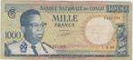 BANQUE NATIONALE DU CONGO 1000 MILLE FRANCS 1964, Postzegels en Munten, Los biljet, Ophalen of Verzenden, Overige landen