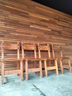 Set van 8 vintage 1950s Brutalist houten design stoelen, Verzamelen, Huis en Inrichting, Ophalen