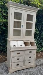 Prachtige whitewash vitrine kast..uit 2 delen., Huis en Inrichting, Kasten | Vitrinekasten, Ophalen, 200 cm of meer, 150 tot 200 cm