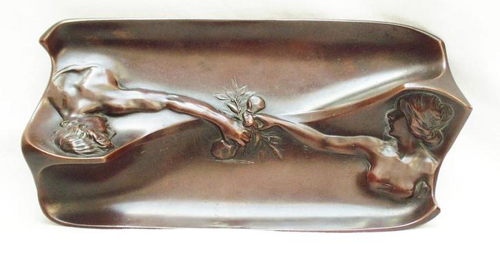 Art Nouveau vide poche - Allegorische voorstelling., Antiek en Kunst, Antiek | Brons en Koper, Brons, Ophalen of Verzenden