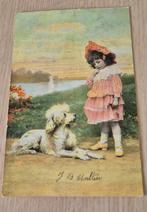 Oude postkaart kind met koningspoedel 1907, Ophalen of Verzenden, Gelopen