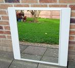 Hangende witte houten spiegel — 80 x 80 cm, Huis en Inrichting, Woonaccessoires | Spiegels, Ophalen, Gebruikt