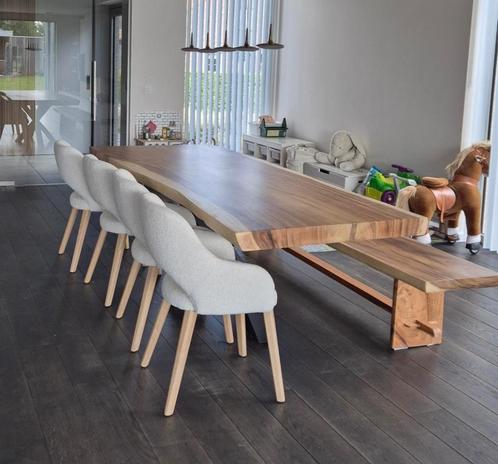Boomstamtafel , feesttafel,  bureel, vergadertafel,, Tuin en Terras, Tuintafels, Hout, Ophalen of Verzenden