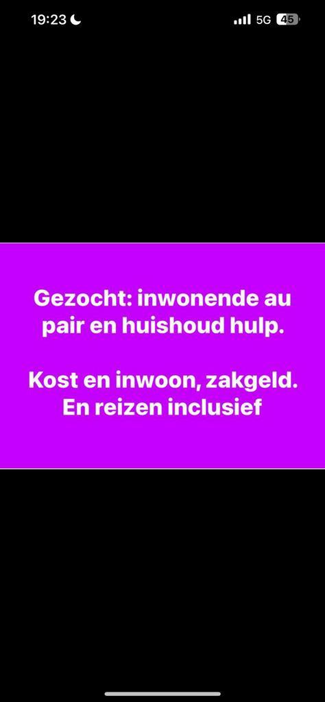 Inwonende huishoudhulp/oppas gezocht, Kleding | Dames, Overige Dameskleding, Ophalen of Verzenden