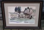 Aquarelle fermette signe Armand apol, Ophalen of Verzenden