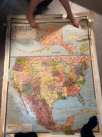 Landkaart Amerika antiek Canadese editie Zeer goede staat 
